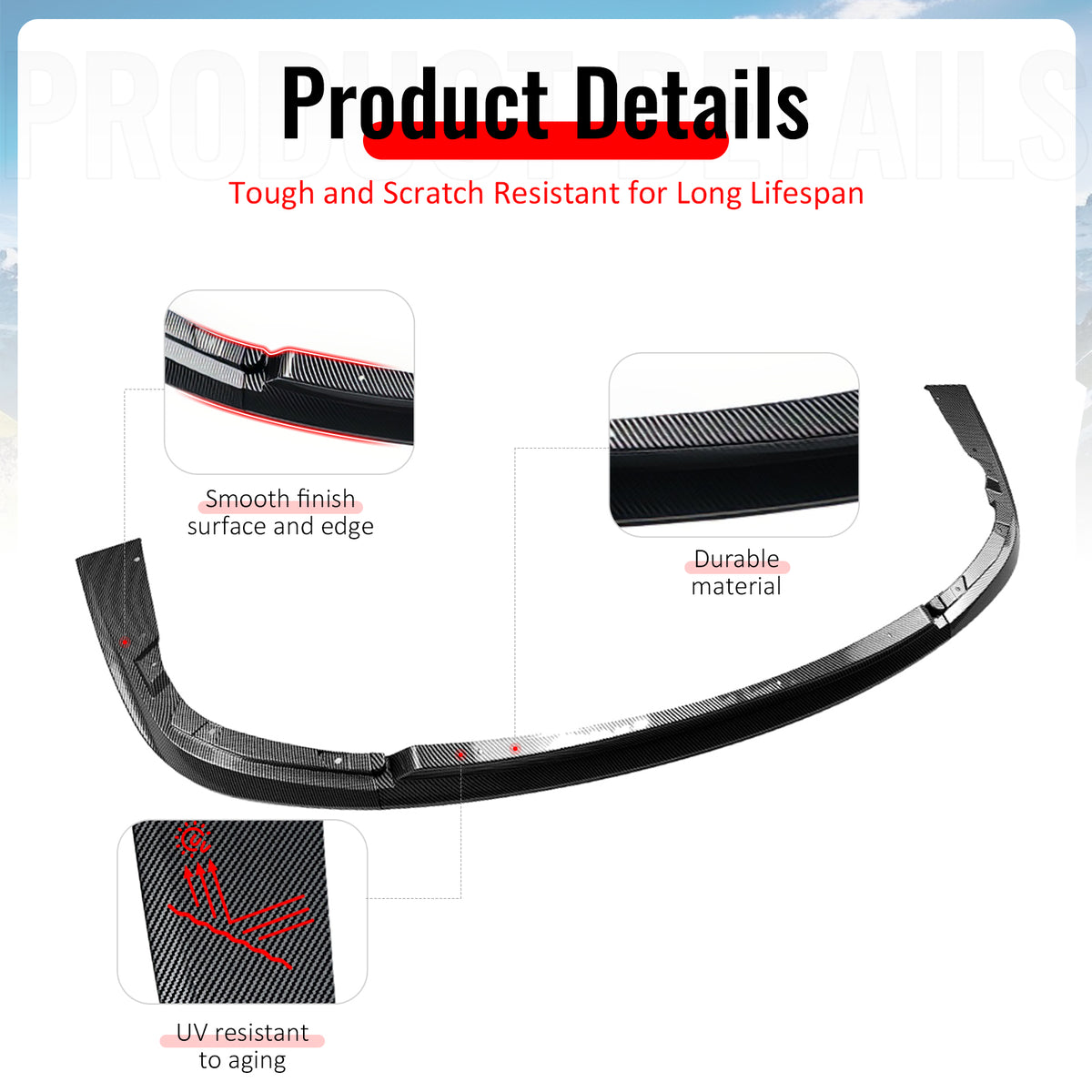 Fits 04-05 Impreza WRX STI Front Bumper Lip Chin Splitter PP Carbon Fiber Print