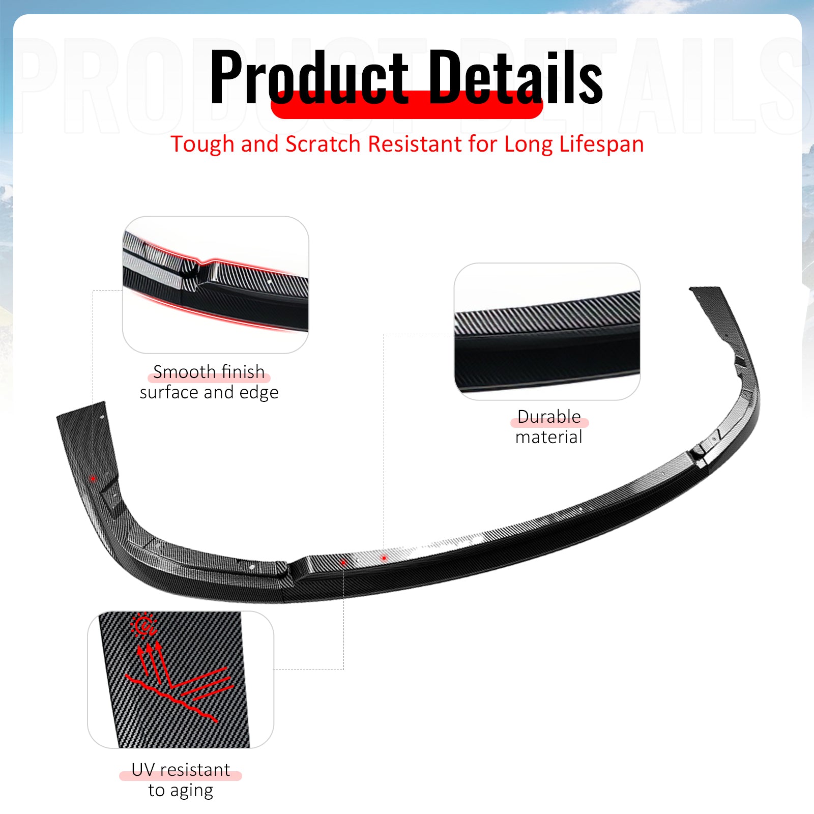 Fits 04-05 Impreza WRX STI Front Bumper Lip Chin Splitter PP Carbon Fiber Print