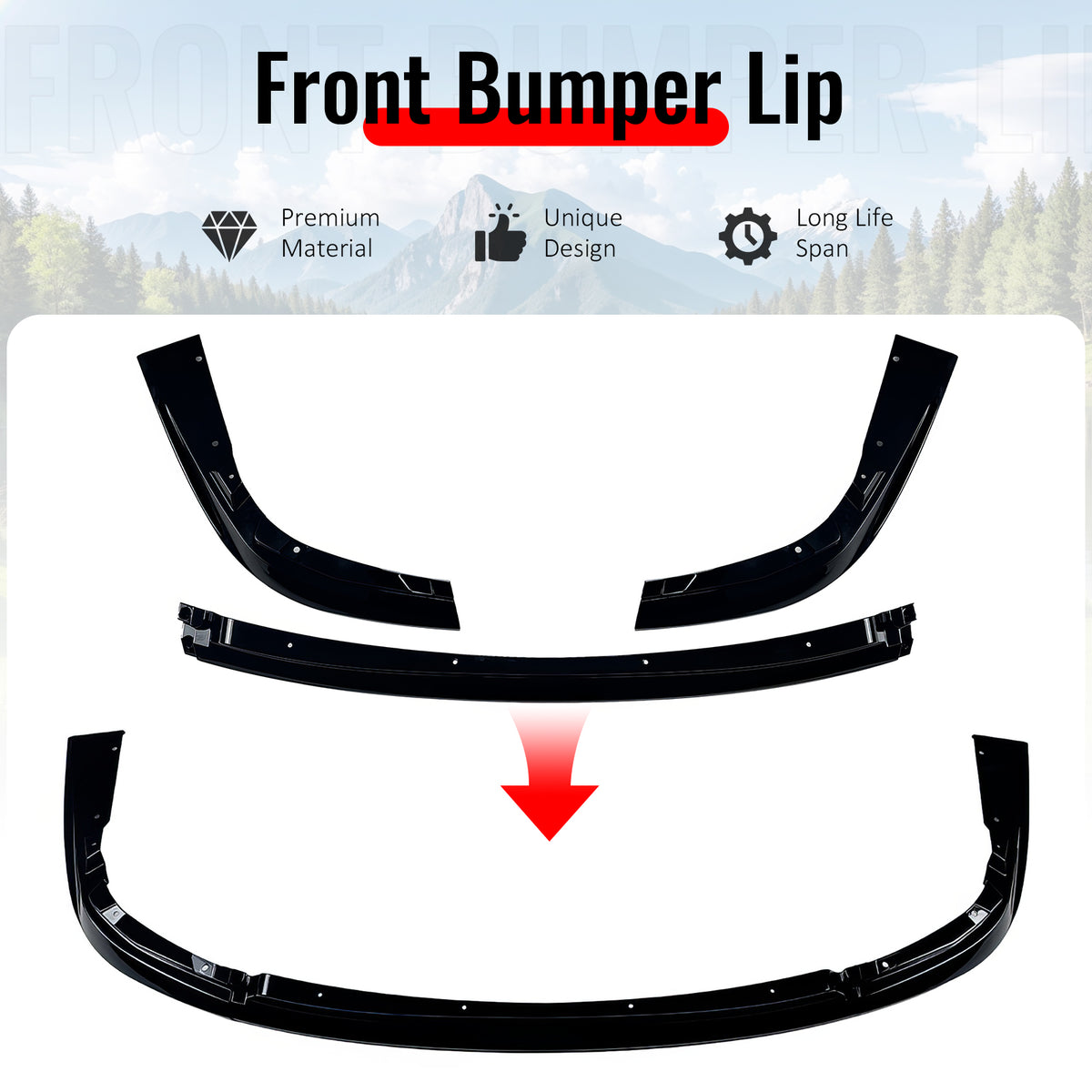 Fits 04-05 Subaru Impreza WRX STI Front Bumper Lip Chin Splitter PP Gloss Black