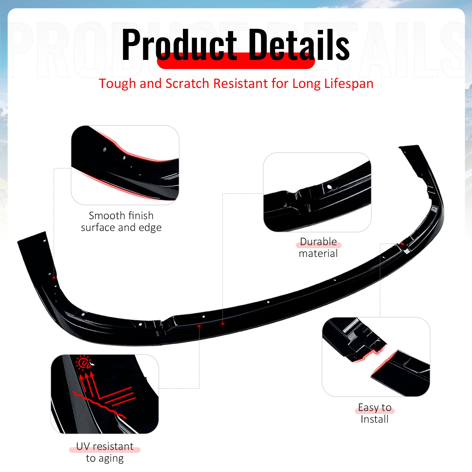 Fits 04-05 Subaru Impreza WRX STI Front Bumper Lip Chin Splitter PP Gloss Black