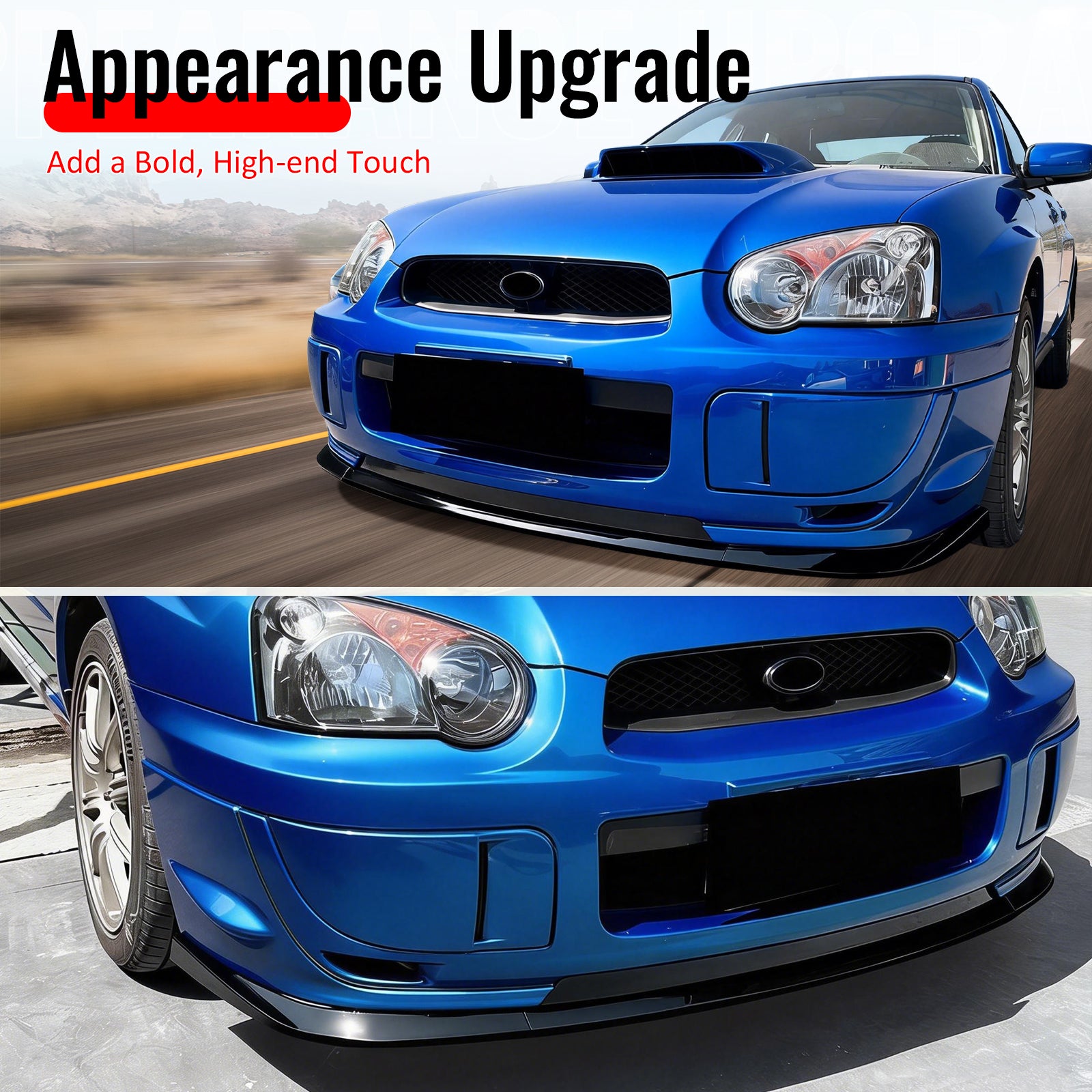 Fits 04-05 Subaru Impreza WRX STI Front Bumper Lip Chin Splitter PP Gloss Black