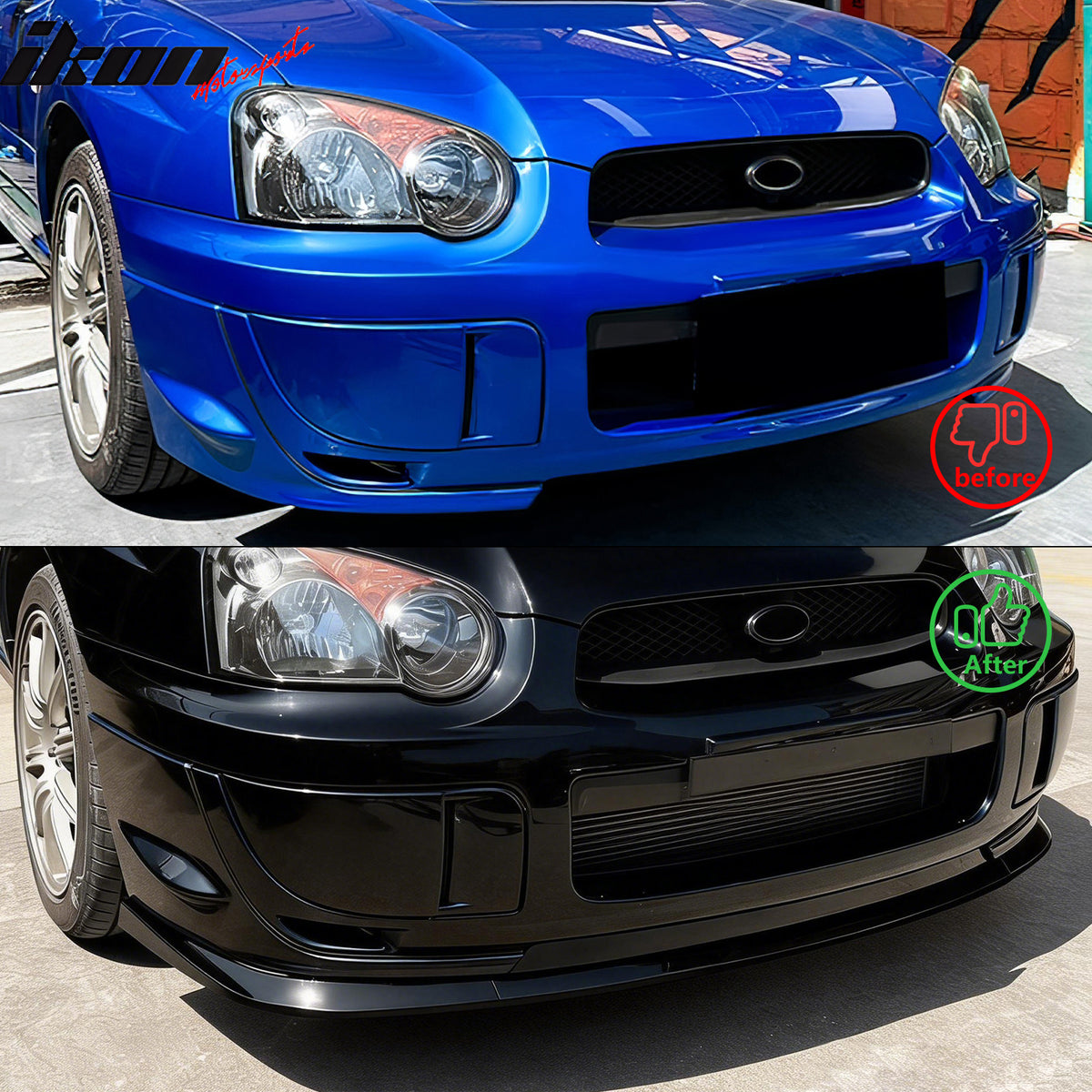 Fits 04-05 Subaru Impreza WRX STI Front Bumper Lip Chin Splitter PP Gloss Black