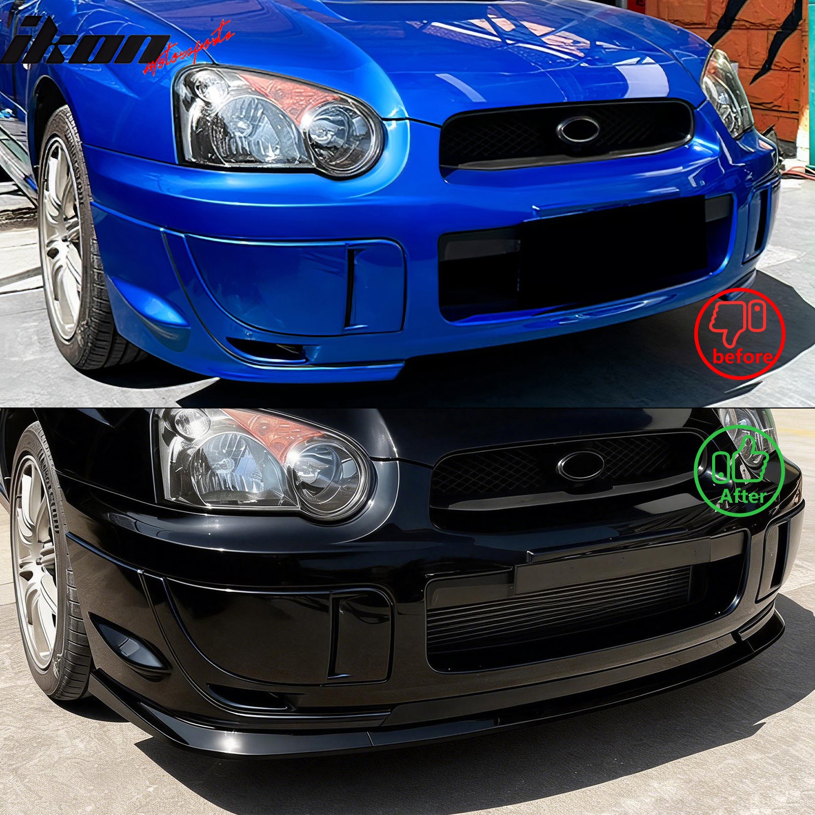 Fits 04-05 Subaru Impreza WRX STI Front Bumper Lip Chin Splitter PP Gloss Black