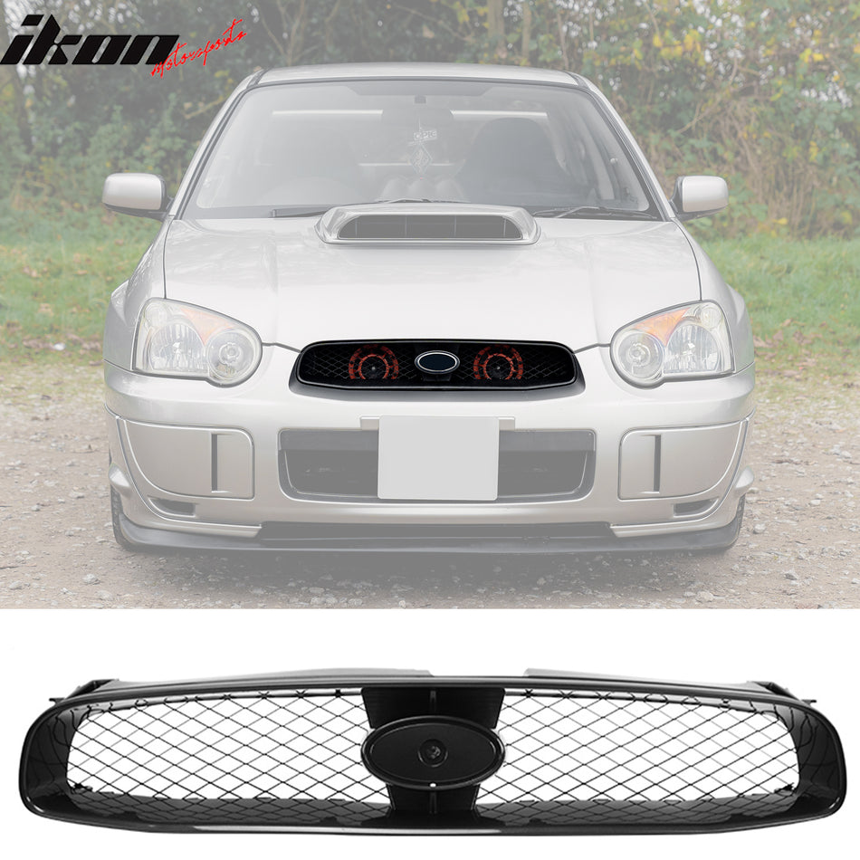 2004-2005 Subaru Impreza STI Style Front Bumper Grille Gloss Black ABS