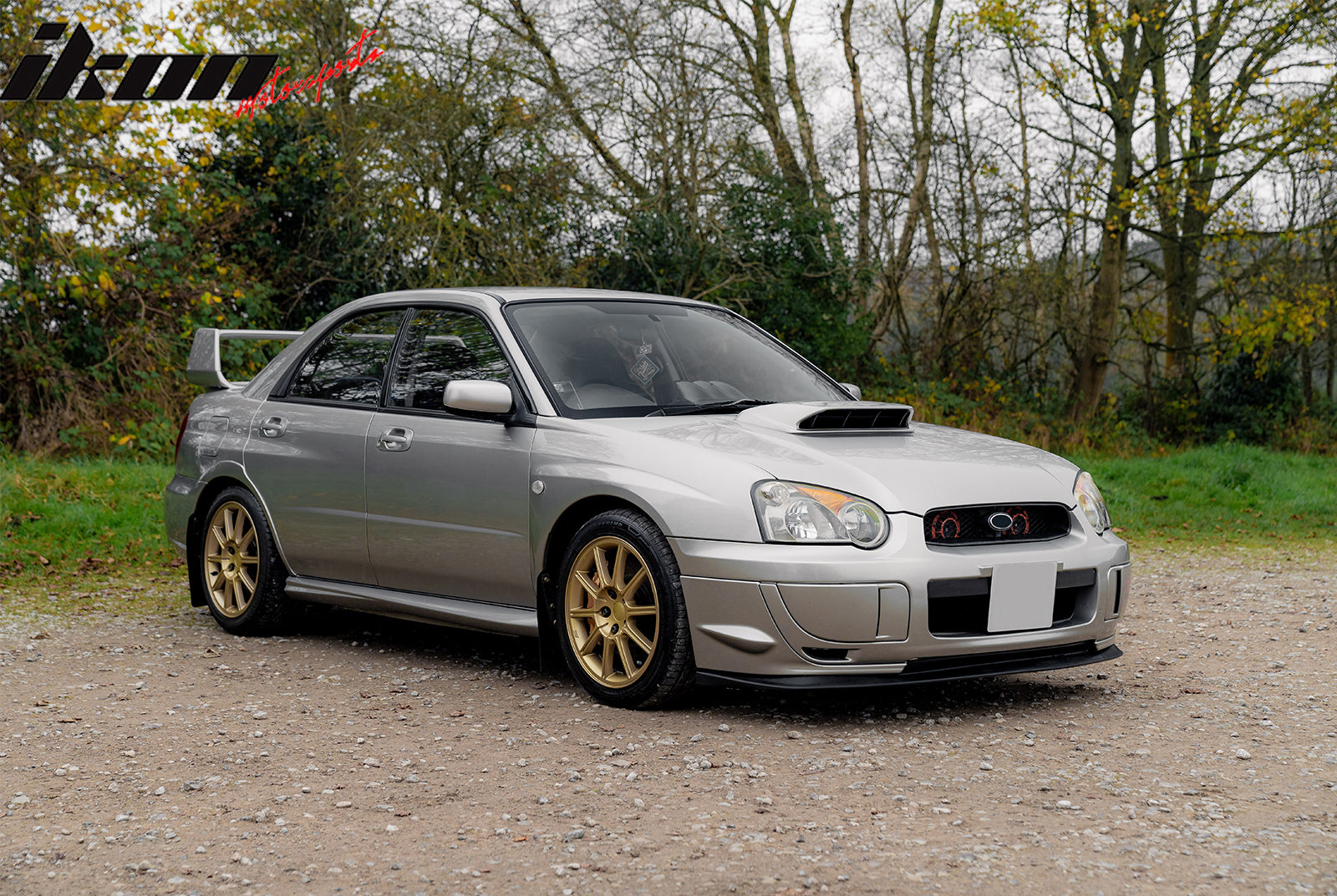 For 04-05 Subaru Impreza 4DR STI Style Front Bumper Upper Grille Gloss Black ABS