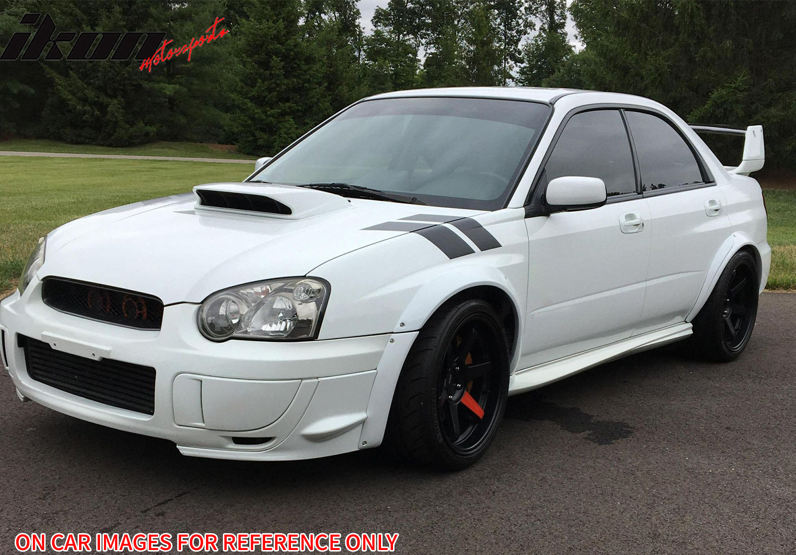 IKON MOTORSPORTS Fog Light Cover / Trim, Compatible with 2004-2005 Subaru Impreza WRX & WRX STI, Matte Black PP Polypropylene Fog Lamp Decoration Bezel, 1 Pair