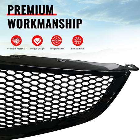 Fits 04-06 Acura TL Honeycomb Style Front Bumper Grille w/ Frame Gloss Black ABS
