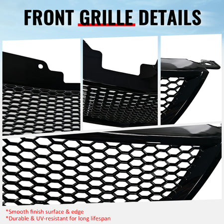 Fits 04-06 Acura TL Honeycomb Style Front Bumper Grille w/ Frame Gloss Black ABS