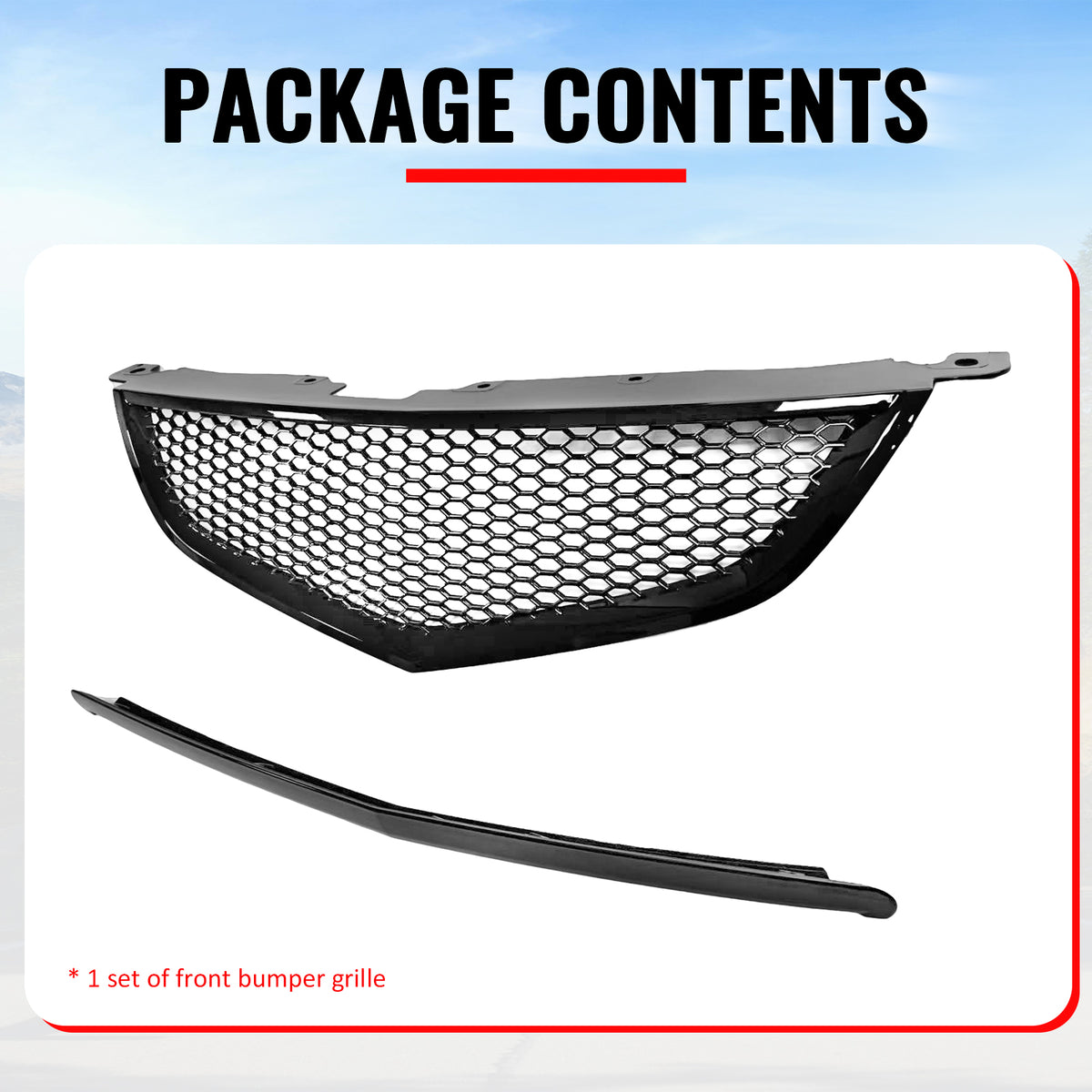 Fits 04-06 Acura TL Honeycomb Style Front Bumper Grille w/ Frame Gloss Black ABS
