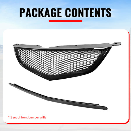 Fits 04-06 Acura TL Honeycomb Style Front Bumper Grille w/ Frame Gloss Black ABS