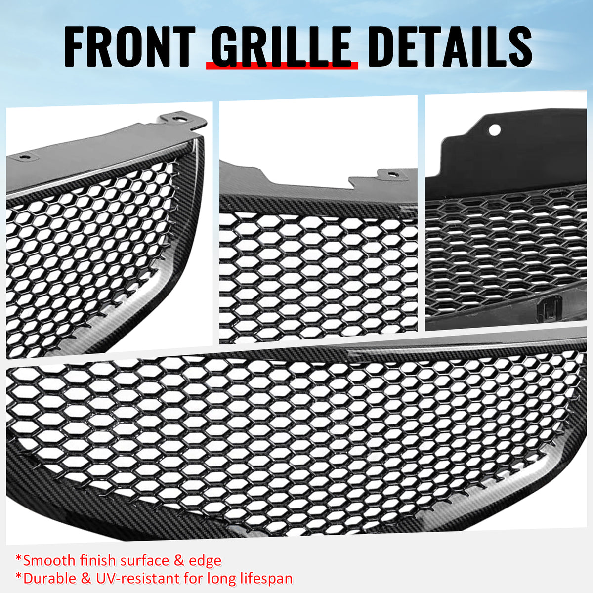 Fits 04-06 Acura TL Honeycomb Style Front Grille w/ Frame Carbon Fiber Print ABS
