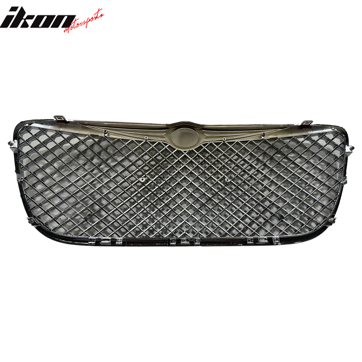 IKON MOTORSPORTS Front Bumper Grille, Compatible with 2004-2006 Chrysler Sebring Convertible Sedan, Mesh Style Chrome Replacement Front Bumper Grill Assembly, 1PC
