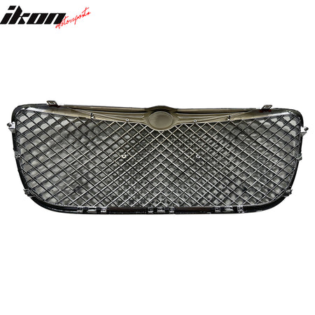 IKON MOTORSPORTS Front Bumper Grille, Compatible with 2004-2006 Chrysler Sebring Convertible Sedan, Mesh Style Chrome Replacement Front Bumper Grill Assembly, 1PC