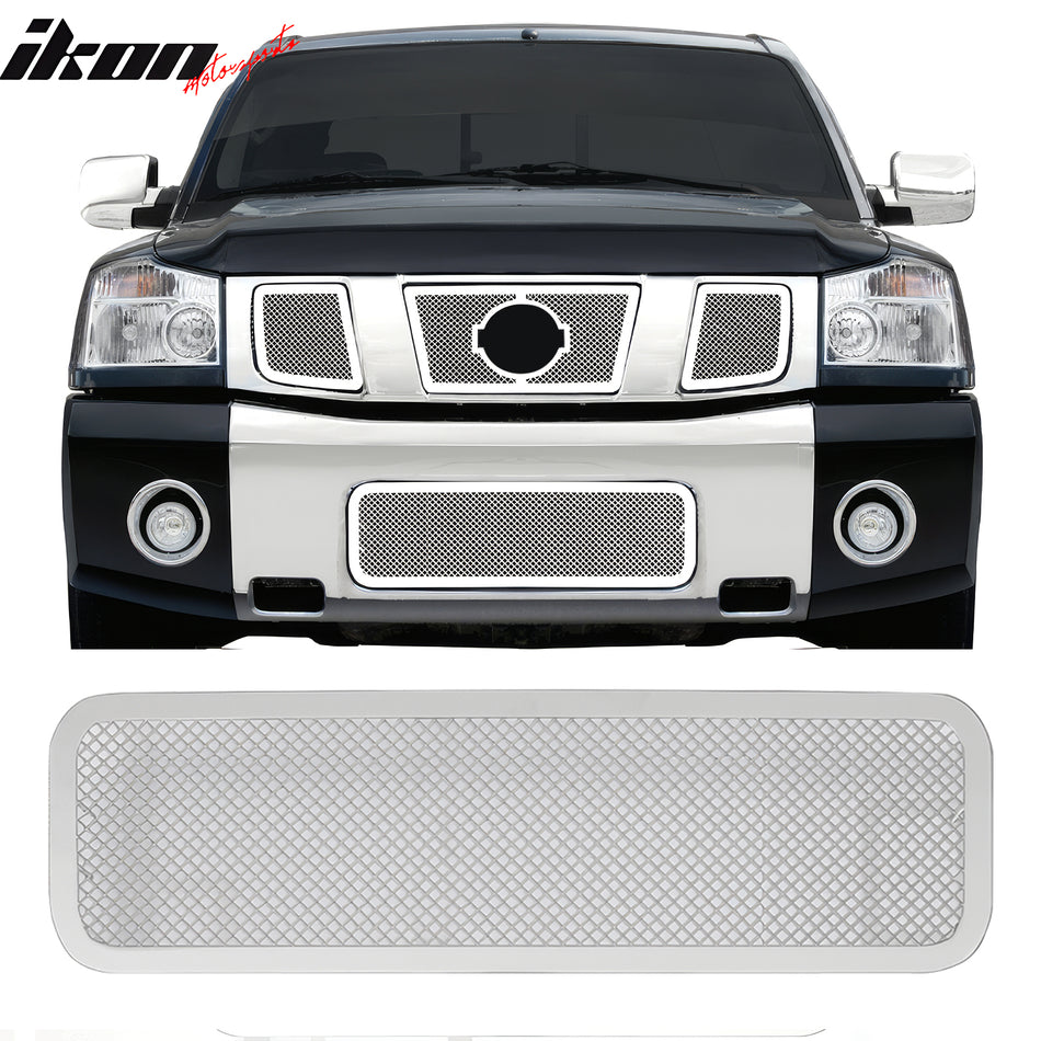 2004-2007 Nissan Titan Armada Mesh Chrome Front Grille Stainless Steel