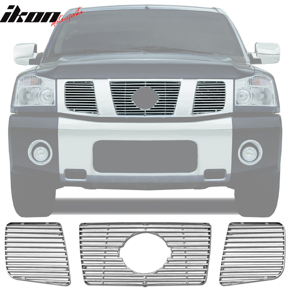 2004 - 2007 Nissan Titan Horizontal Style Front Upper Grille Insert 3PCSIkon Motorsports