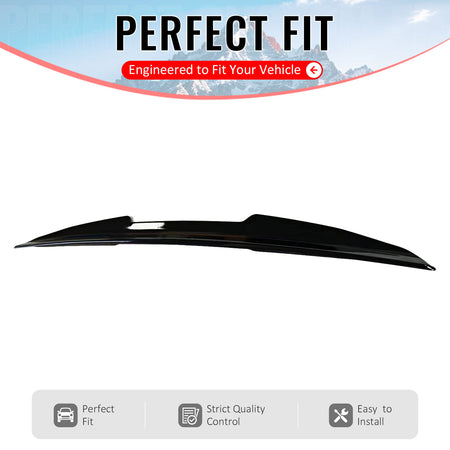 IKON MOTORSPORTS, Trunk Spoiler Compatible with 2004-2008 Acura TL, PSM Style Gloss Black ABS Plastic Add-on Rear Trunk Lid Spoiler Wing Lip 1Piece
