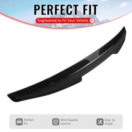 IKON MOTORSPORTS, Trunk Spoiler Compatible with 2004-2008 Acura TL, PSM Style Carbon Fiber Print ABS Plastic Add-on Rear Trunk Lid Spoiler Wing Lip 1Piece