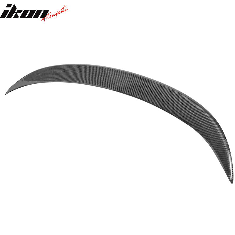 IKON MOTORSPORTS, Trunk Spoiler Compatible With 2004-2008 BMW E63 6 Series Coupe 2-Door, Real Carbon Fiber V Style Unpainted Black Rear Tail Lip Deck Boot Wing, 2005 2006 2007