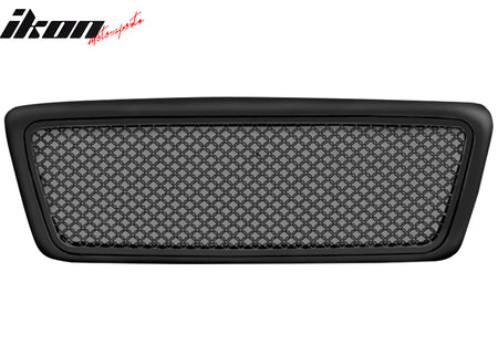IKON MOTORSPORTS Front Upper Grille, Compatible with 2004-2008 Ford F-150, Mesh Style Black ABS Plastic Replacement Front Bumper Hood Grill 1PC