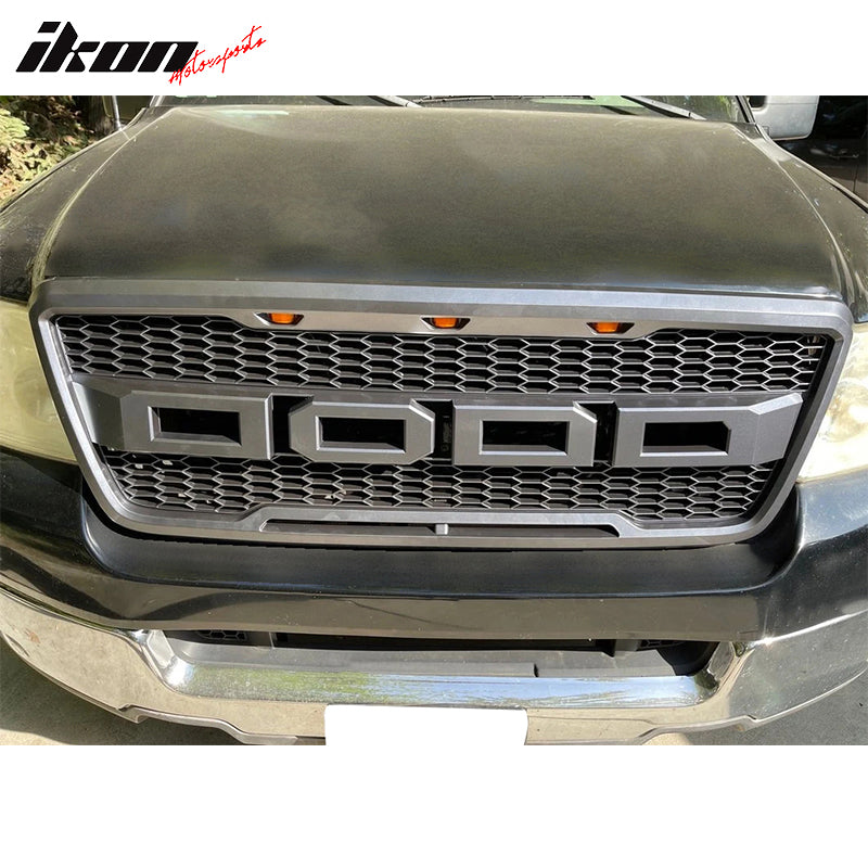 2004-2008 Ford F150 Front Grille Bumper Grill – Matte Black W/ Off-Road Lights (Rongher)