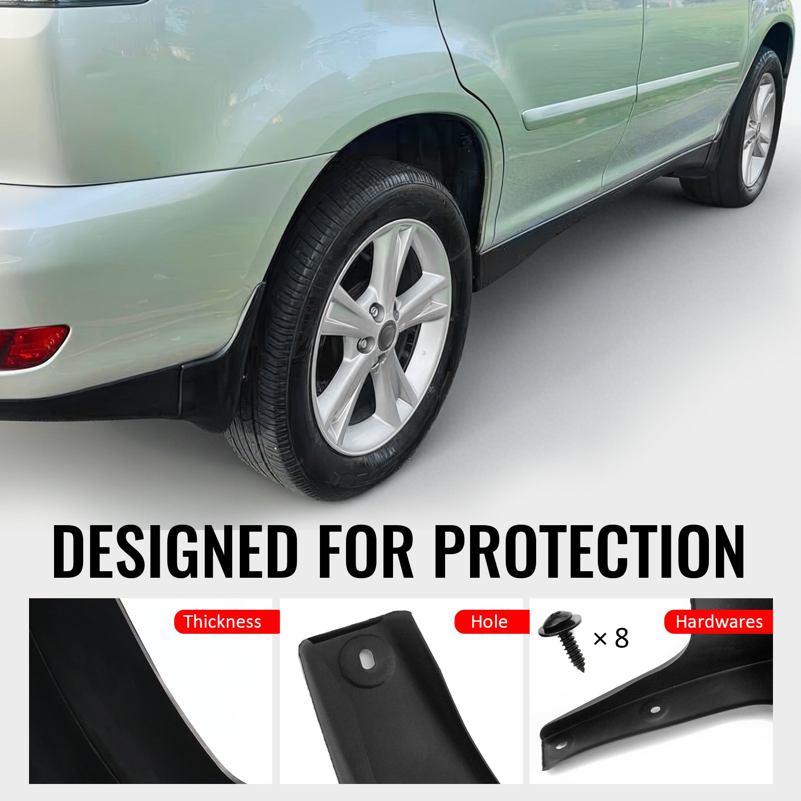 Fits 04-09 Lexus RX330 Front & Rear Fender Mud Flaps Wheel Arch Splash Guards PP