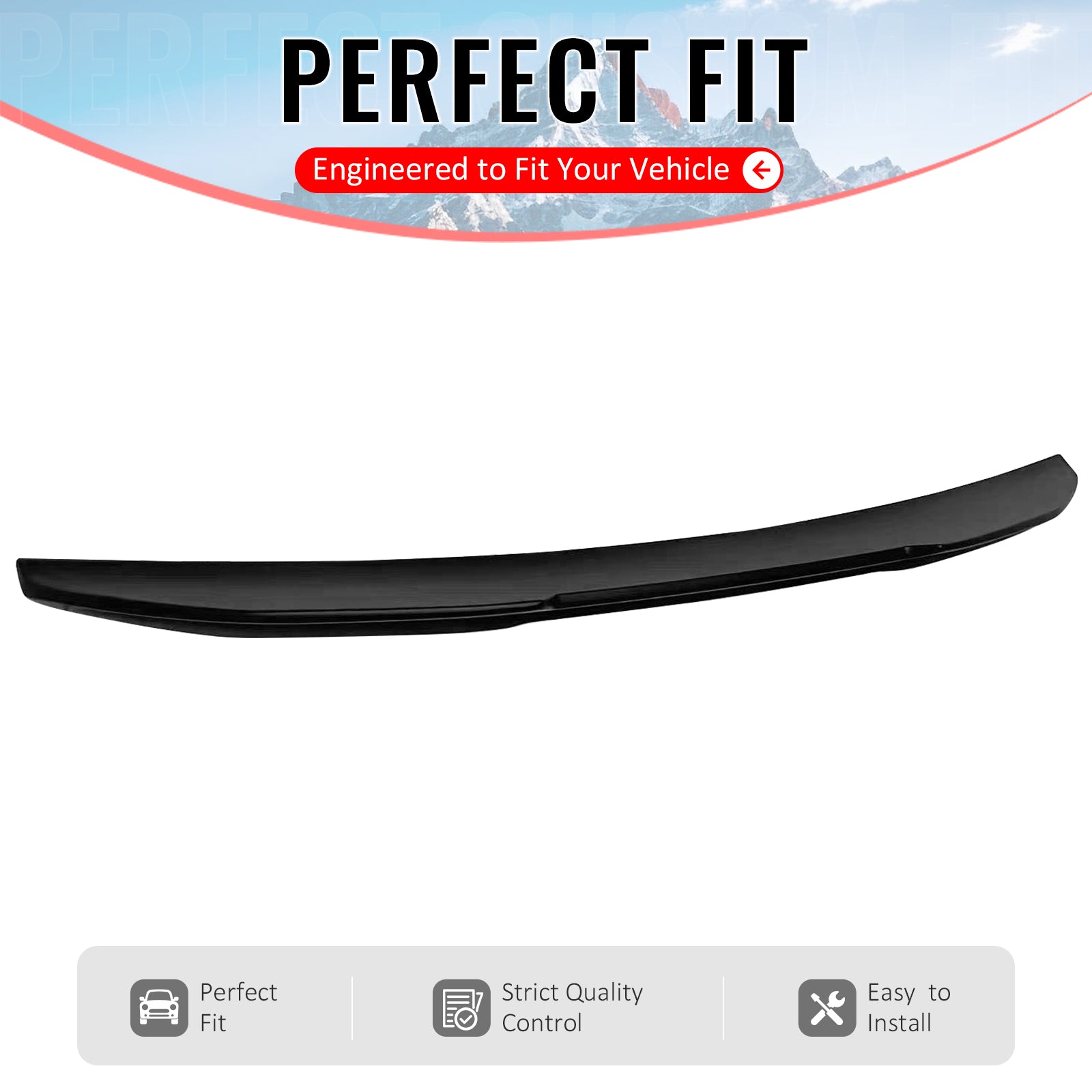 IKON MOTORSPORTS, Trunk Spoiler Compatible with 2004-2010 BMW E60 5 Series M5 Sedan, PSM Style Matte Black ABS Plastic Rear Trunk Lid Spoiler Wing Lip