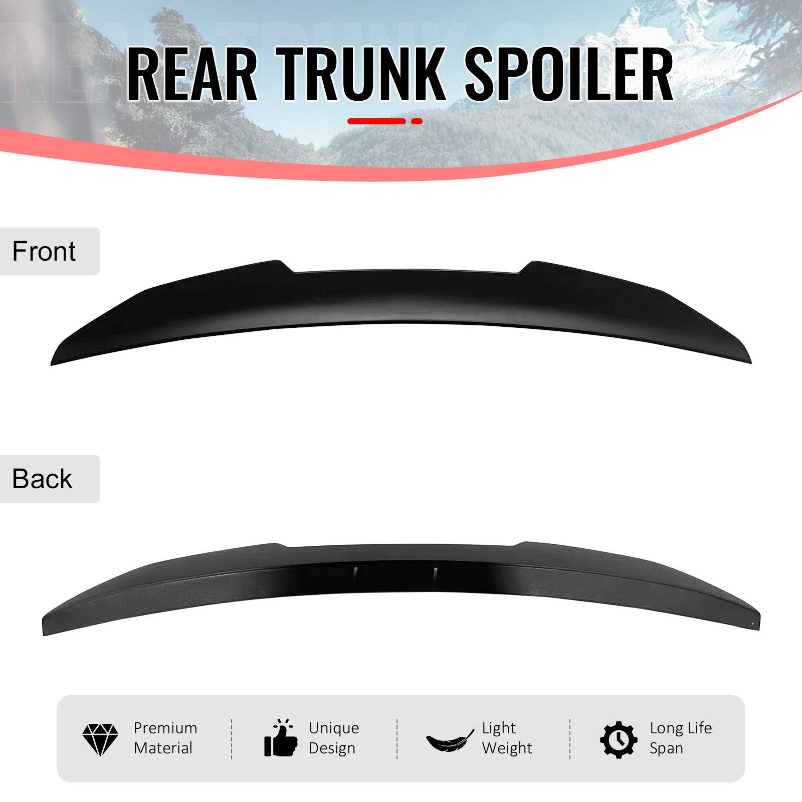 Fits 04-10 BMW E60 M5 Sedan PSM Style Matte Black Rear Trunk Spoiler Wing ABS