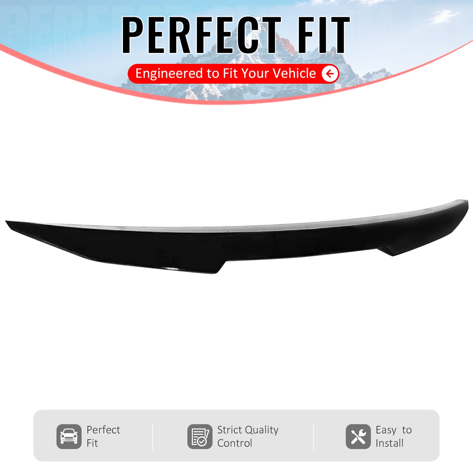 IKON MOTORSPORTS, Trunk Spoiler Compatible with 2004-2010 BMW E60 5 Series M5 Sedan, PSM Style Gloss Black ABS Plastic Rear Trunk Lid Spoiler Wing Lip