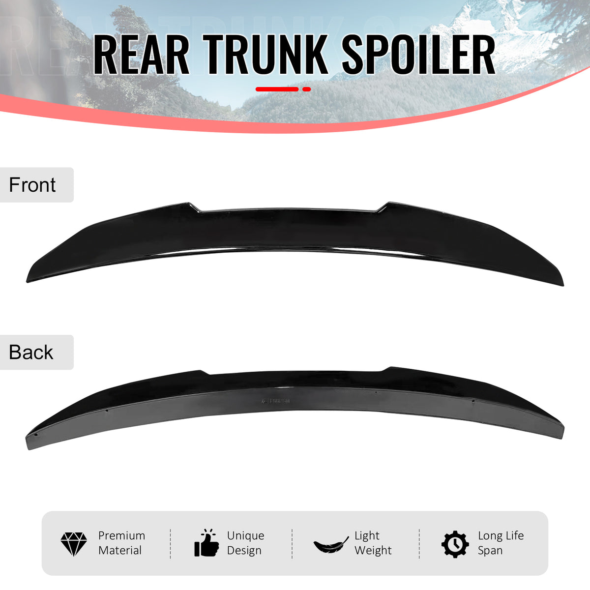 Fits 04-10 BMW E60 M5 Sedan PSM Style Gloss Black Rear Trunk Spoiler Wing ABS