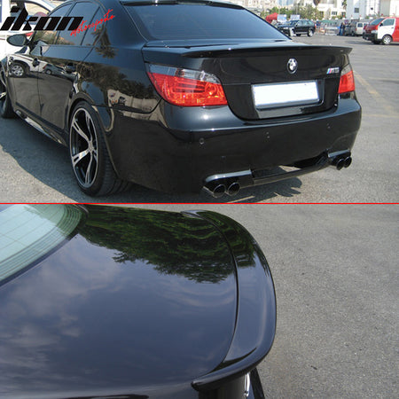 Trunk & Roof Spoiler Compatible with 2004-2010 BMW E60 5-Series Sedan 4Dr, AC Style ABS #668 Jet Black by IKON MOTORSPORTS