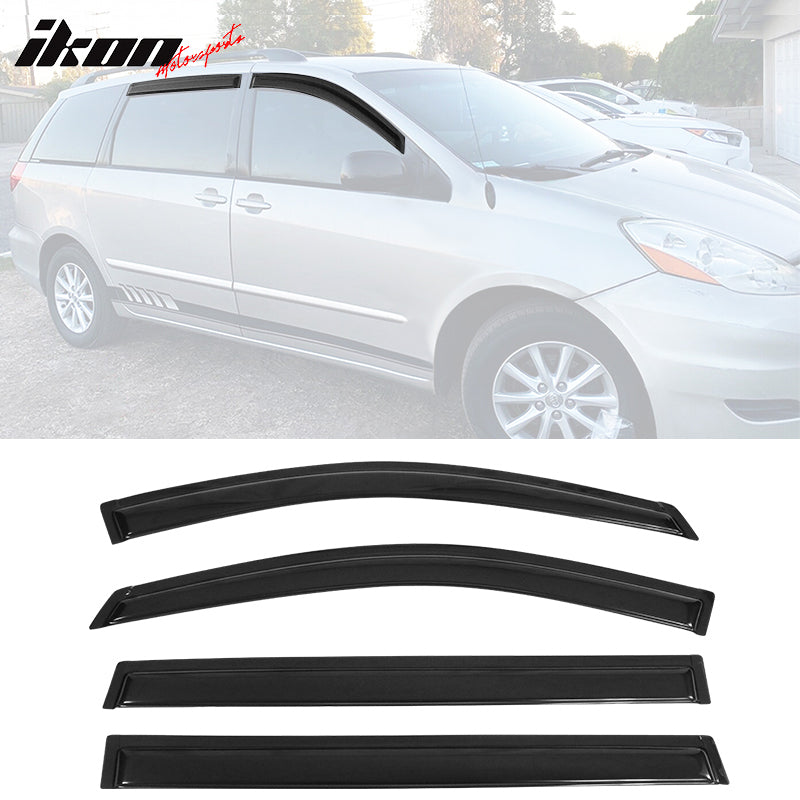 2004-2010 Toyota Sienna Visor Window Rain Guard Slim Style Smoke Acrylic