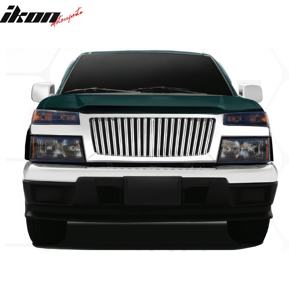 IKON MOTORSPORTS Front Bumper Grille, Compatible with 2004-2012 Chevrolet Colorado, Gray ABS Replacement Front Bumper Grill Assembly, 1PCS