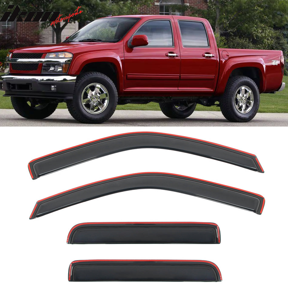 2004-2012 Chevy Colorado GMC Canyon Crew Cab Smoke Window Visors Guard