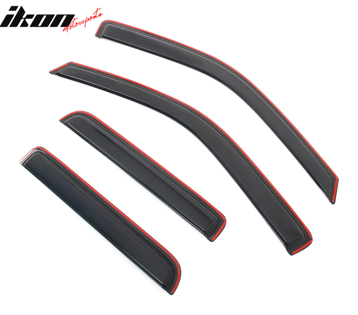 IKON MOTORSPORTS In Channel Window Visors Compatible with 2004-2012 Chevrolet Colorado & GMC Canyon Crew Cab, Acrylic Smoke/Tinted Rain Guards, Side Window Wind Deflectors 4PCS