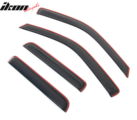 IKON MOTORSPORTS In Channel Window Visors Compatible with 2004-2012 Chevrolet Colorado & GMC Canyon Crew Cab, Acrylic Smoke/Tinted Rain Guards, Side Window Wind Deflectors 4PCS