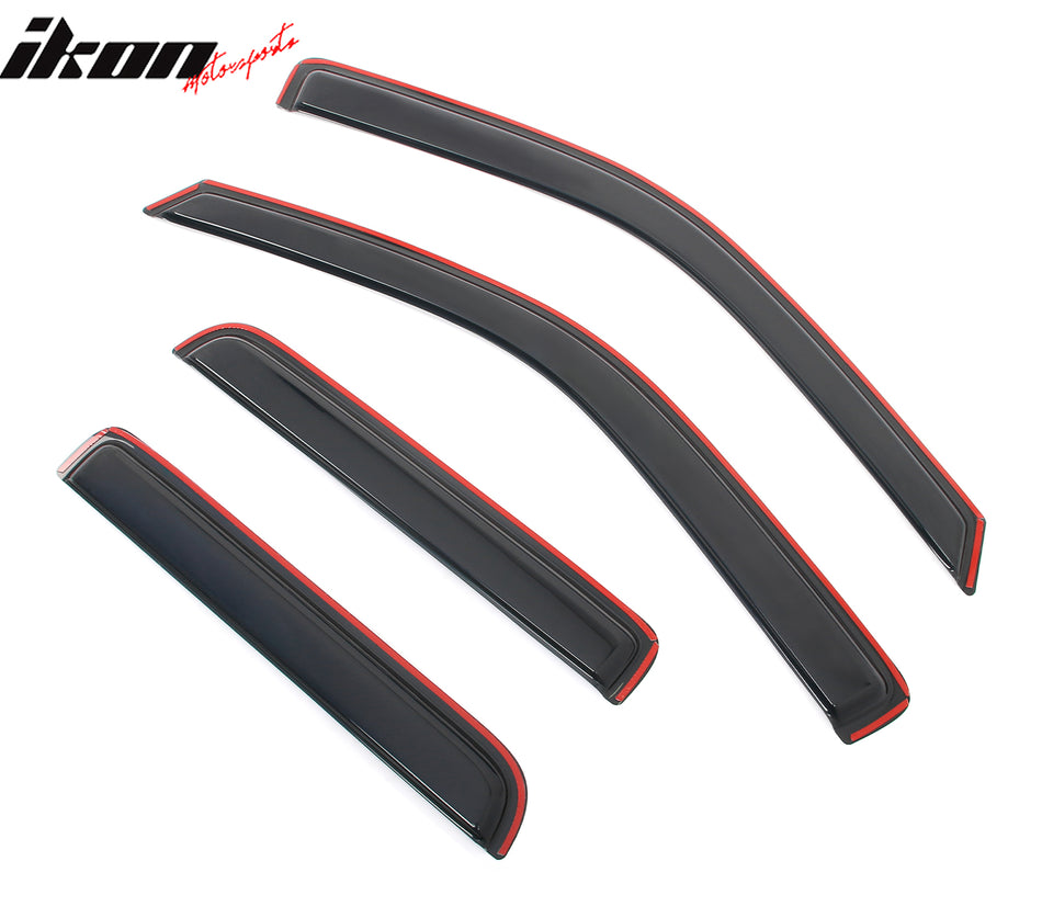 IKON MOTORSPORTS In Channel Window Visors Compatible with 2004-2012 Chevrolet Colorado & GMC Canyon Crew Cab, Acrylic Smoke/Tinted Rain Guards, Side Window Wind Deflectors 4PCS