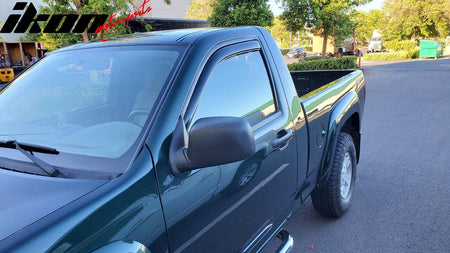 IKON MOTORSPORTS In Channel Window Visors Compatible with 2004-2012 Chevrolet Colorado & GMC Canyon Regular Cab, Acrylic Smoke/Tinted Rain Guards, Side Window Wind Deflectors 2PCS