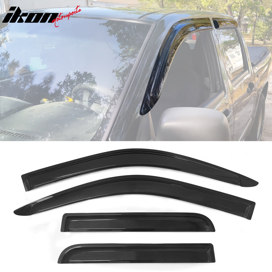 2004-2012 GMC Canyon Crew Cab Visor Windows 4Pc Set Acrylic