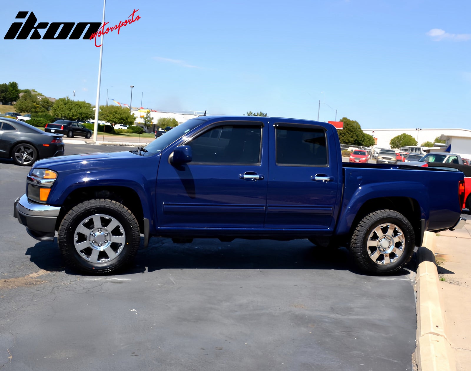 Window Visor Compatible With 2004-2012 Chevy Colorado & GMC Canyon Crew Cab, Tape On/External Tinted Acrylic Resistant Shield Cover Wind Sun Guard by IKON MOTORSPORTS, 2005 2006 2007 2008 2009 2010