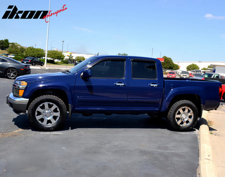 Window Visor Compatible With 2004-2012 Chevy Colorado & GMC Canyon Crew Cab, Tape On/External Tinted Acrylic Resistant Shield Cover Wind Sun Guard by IKON MOTORSPORTS, 2005 2006 2007 2008 2009 2010