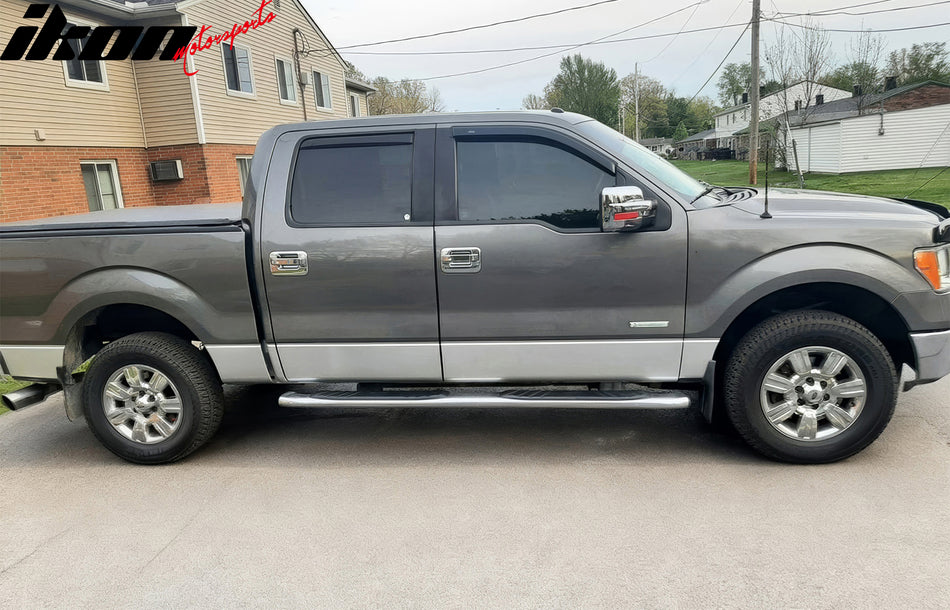 IKON MOTORSPORTS Door Handle Cover W/ 1-Keyhole KeyPad Cutout, Compatible with 2004-2014 Ford F-150, ABS Chrome Door Handle Protector Cap Driver Passenger Side Front Rear Door Handle Cover Assembly