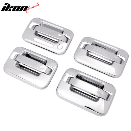 Fits 04-14 Ford F-150 Front Rear Door Handle Cover W/ 1-Keyhole + KeyPad Chrome