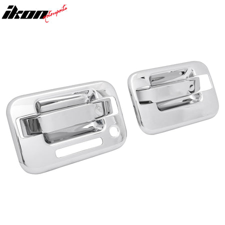 Fits 04-14 Ford F-150 Front Rear Door Handle Cover W/ 1-Keyhole + KeyPad Chrome