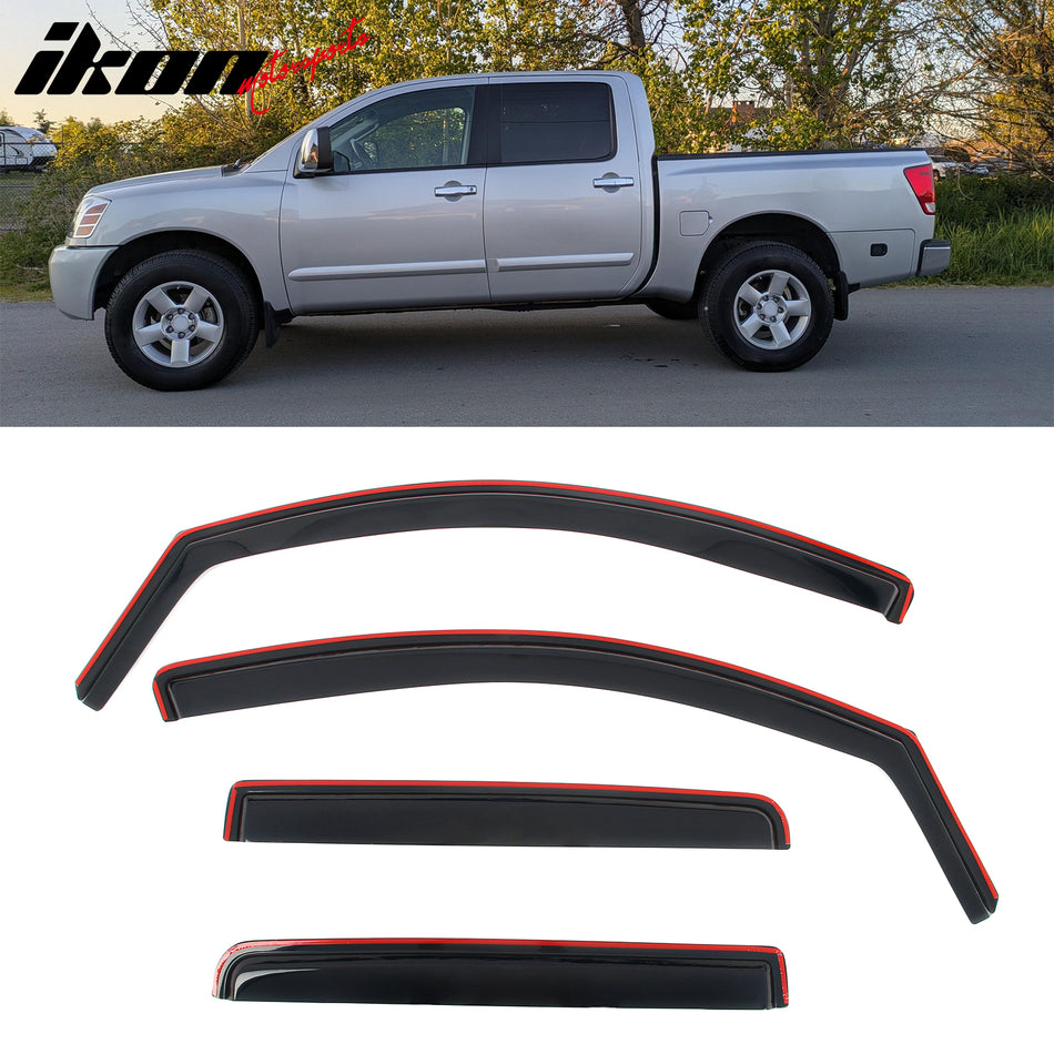 2004-2015 Nissan Titan Crew Cab In-Channel Side Window Deflector Shade