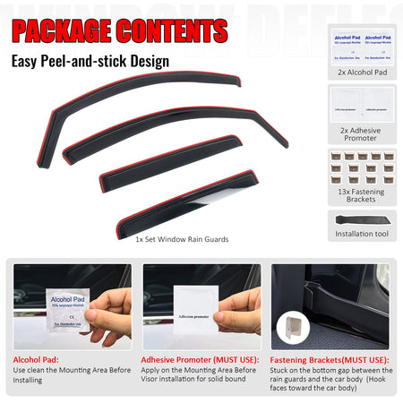 Fits 04-15 Nissan Titan Crew Cab In-Channel Side Window Deflector Rain Sun Shade