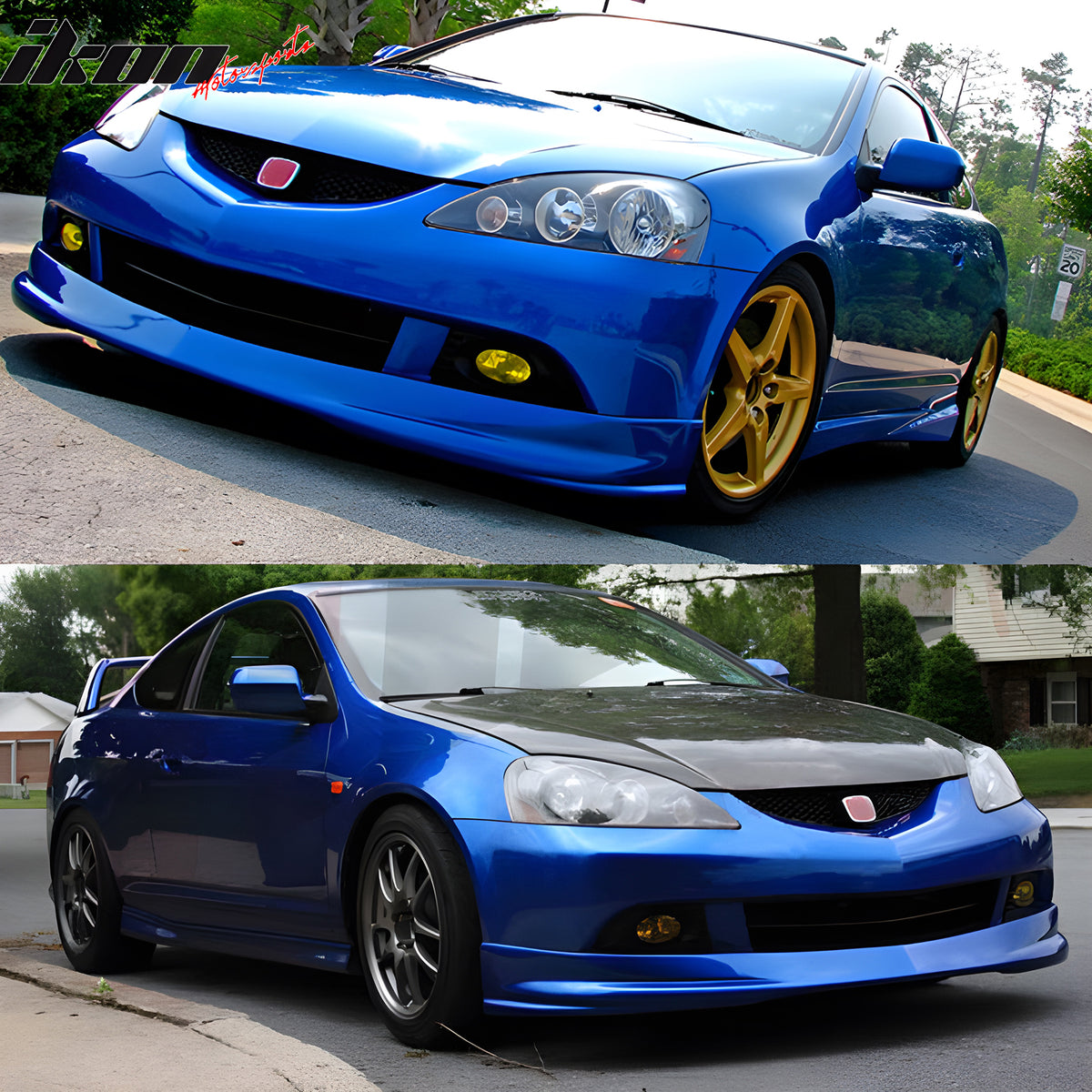 IKON MOTORSPORTS Front Bumper Lip, Compatible With 2005-2006 ACURA RSX DC5, P1 Style Black Front Lip Spoiler Splitter