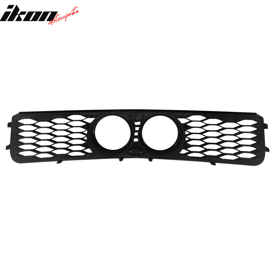 IKON MOTORSPORTS Front Upper Grille W/ Foglight Holes, Compatible with 2005-2006 Ford Mustang, Honeycomb Style Black PP Polypropylene Replacement Front Bumper Hood Grille Grill Assembly 1PC