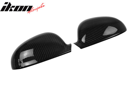 IKON MOTORSPRTS, Mirror Cover Compatible With 2005-2006 Volkswagen Golf MK5, Side Rear View Add-On Replacement Caps Real Carbon Fiber Driver Passenger Overlay Guard 2PC