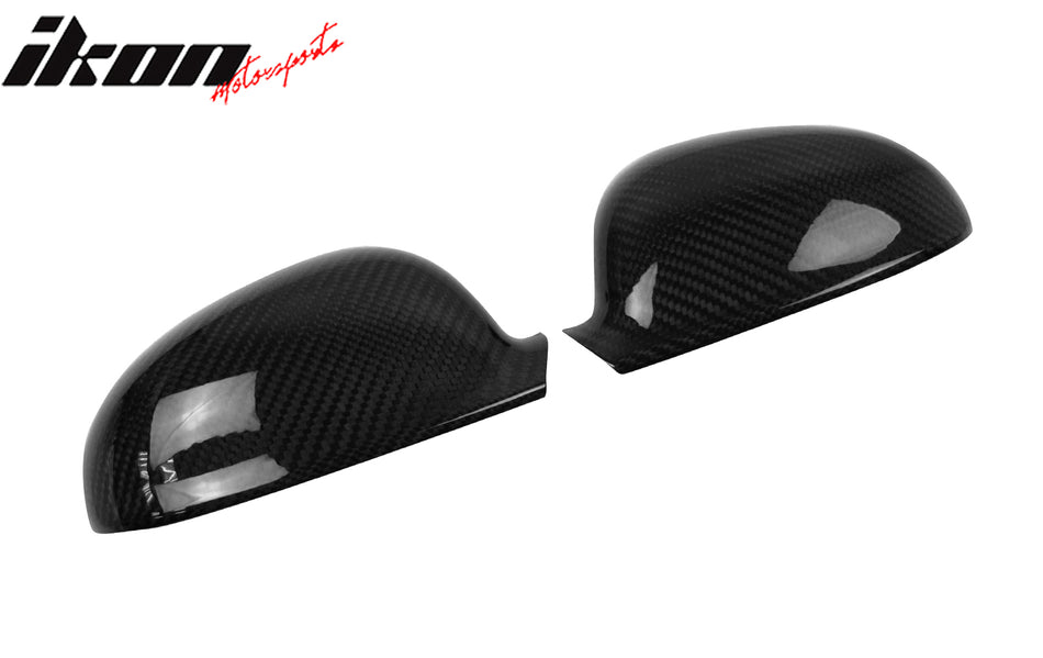 IKON MOTORSPRTS, Mirror Cover Compatible With 2005-2006 Volkswagen Golf MK5, Side Rear View Add-On Replacement Caps Real Carbon Fiber Driver Passenger Overlay Guard 2PC