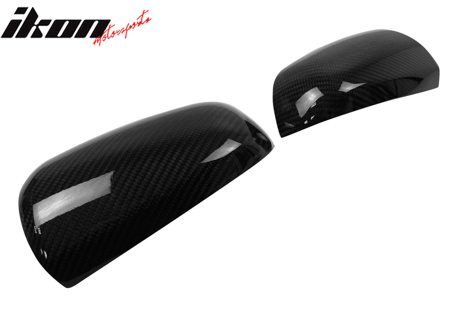 IKON MOTORSPRTS, Mirror Cover Compatible With 2005-2008 Audi A4 A6 Sedan 4-Door, Side Rear View Add-On Caps Real Carbon Fiber Factory Style Driver Passenger Overlay Guard 2PC, 2006 2007